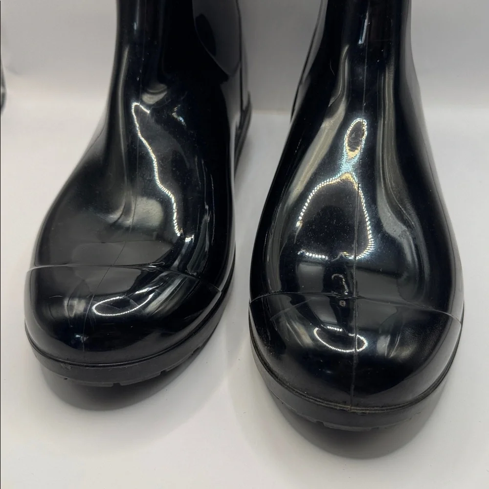 UGG Shaye Gloss Tall Rain Boots Black Waterproof Rubber Boot Size 8